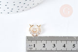 Pendentif connecteur croissant lune laiton doré zircons blancs 12mm,creation bijoux Lune, x1 (G8437)