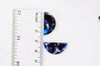 Pendentif connecteur demi-cercle bleu nuit, perle acétate,connecteur plastique , 2.3cm, x2 ou x10, G0458