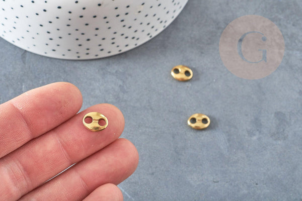 Pendentif connecteur grain de café acier 304 inoxydable doré 10.5mm, pendentif création bracelet, x2 G4630