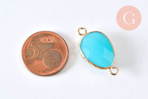 Pendentif connecteur jade bleu turquoise,creation bijou,pendentif bijou pierre,jade bleu, pierre naturelle,jade naturel,27.5mm, x1 G1337