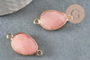 Pendentif connecteur jade naturel teinté rose laiton doré 27.5mm, x1 (G6407)