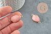 Pendentif connecteur jade naturel teinté rose laiton doré 27.5mm, x1 (G6407)