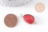 Pendentif connecteur jade naturel teinté rose laiton doré 27.5mm,x1 (G0966)