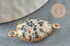 Pendentif connecteur jaspe dalmatien naturel laiton doré 27mm, x1 (G3795)