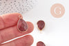Pendentif connecteur jaspe rouge naturel laiton doré 23mm, x1 (G5163)