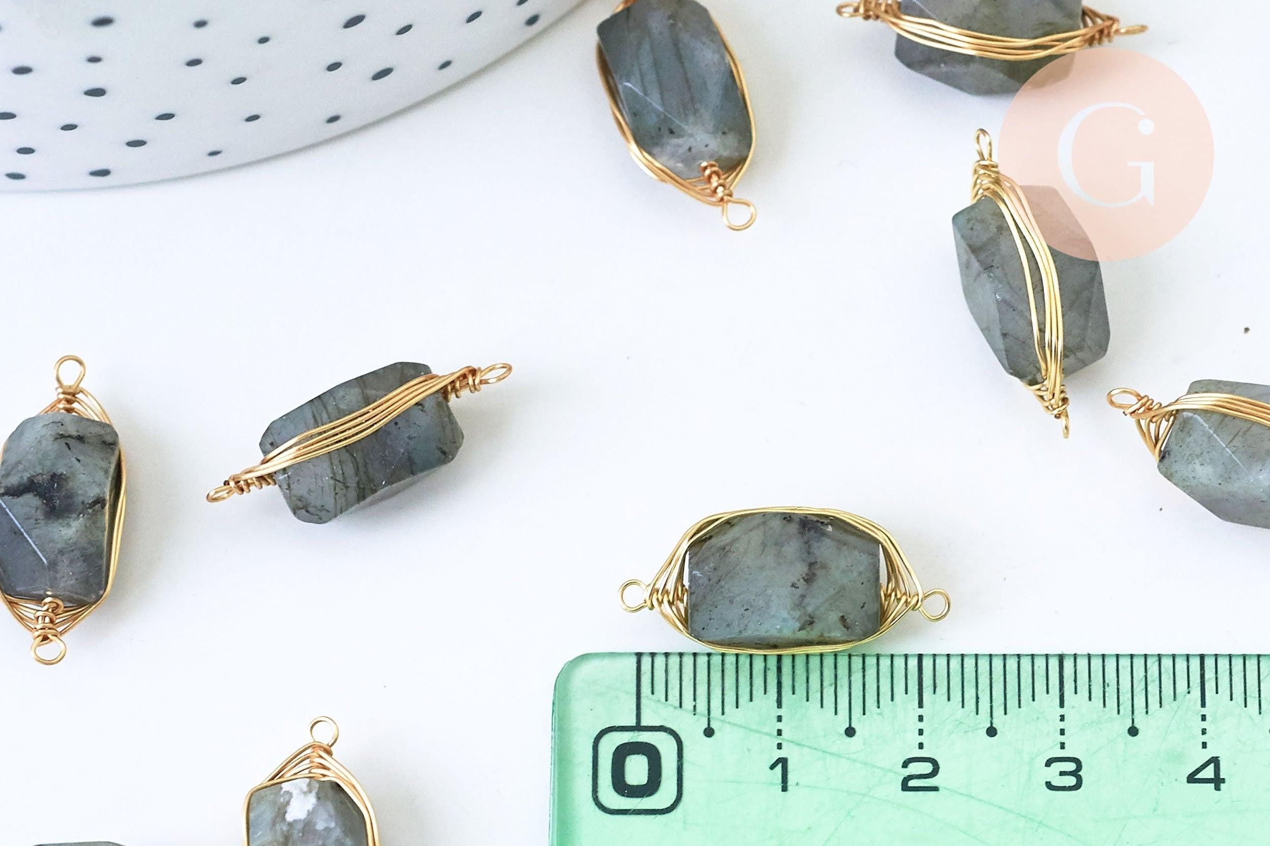 Pendentif connecteur labradorite naturelle 32mm,creation bijou,pendentif bijoux en pierre naturelle,bracelet pierre, x1 G5587