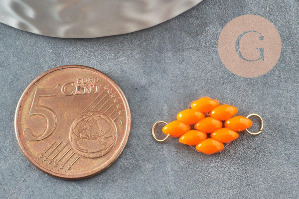 Pendentif connecteur losange perle verre tchèque multicolore acier inoxydable 20mm,pendentif verre pour création bijoux, x1 (G5757)