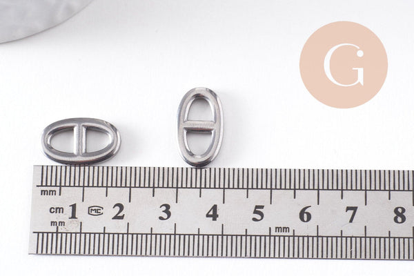 Pendentif connecteur maille marine acier 304 inoxydable platine 17.5mm, x1 (G10375)