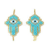 Pendentif connecteur main oeil protecteur rocaille MIYUKI TOHO turquoise or 37mm, x1 (G5725)
