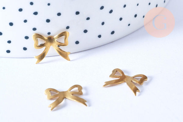 Pendentif connecteur noeud papillon laiton brut 15mm, x2 (G6504)