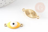 Pendentif connecteur oeil émail jaune,pendentif en laiton doré porte-bonheur contre mauvais oeil 10.5mm, x1 G3930