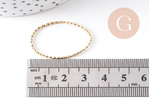 Pendentif connecteur ovale acier 304 inoxydable doré 18K texturé 31mm, x2 (G10408)