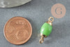 Pendentif connecteur ovale verre vert fer doré 21mm ,création bijou cristal et or x1 G4030