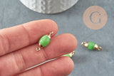 Pendentif connecteur ovale verre vert fer doré 21mm ,création bijou cristal et or x1 G4030