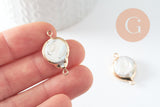 Pendentif connecteur perle eau douce naturelle fer doré 22-32mm, x1 (G7350)