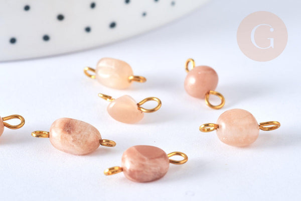 Pendentif connecteur pierre de lune naturelle nuggets 14-18 mm, pendentif bijoux pierre, x1 (G7164)