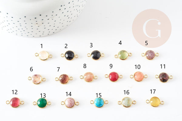 Pendentif connecteur pierres acier inoxydable doré 19mm x1 (G7286)