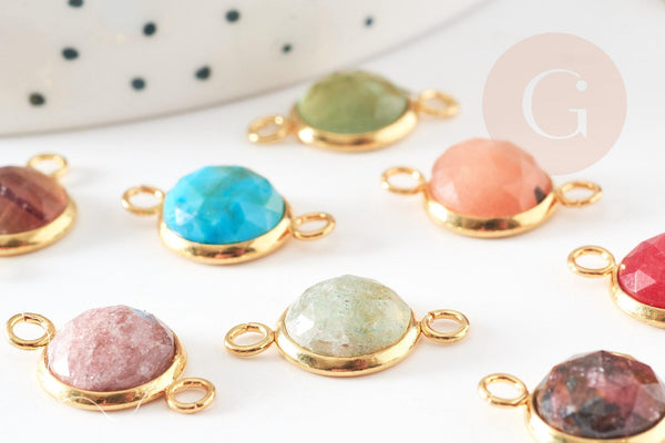 Pendentif connecteur pierres acier inoxydable doré 19mm x1 (G7286)