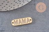 Pendentif connecteur plaque MAMA laiton doré 18k cristal,pendentif amour, Pendentif zircon,27mm, x1 (G2829)