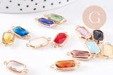 Pendentif connecteur rectangle doré cristal laiton doré 19mm, x1 (G6587)