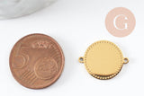 Pendentif connecteur rond acier 304 inoxydable doré motif pointillé 19mm, x1 (G10184)