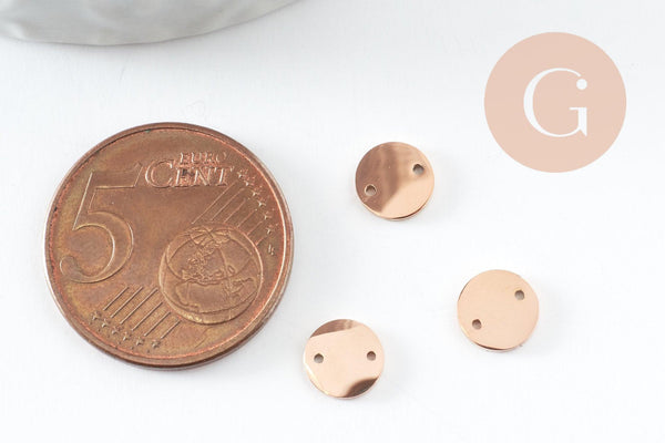 Pendentif connecteur rond acier 304 inoxydable or rose PVD 7mm, x1 (G9584)