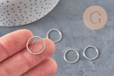 Round 304 Stainless Steel Connector Pendant, Platinum, 16mm, x10 (G11205)
