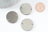 Pendentif connecteur rond acier platine 304 inoxydable 16mm, création bijoux acier inoxydable x5 G9583