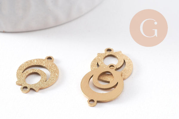 Pendentif connecteur rond en acier 201 inoxydable doré 19mm, x2 (G10380)