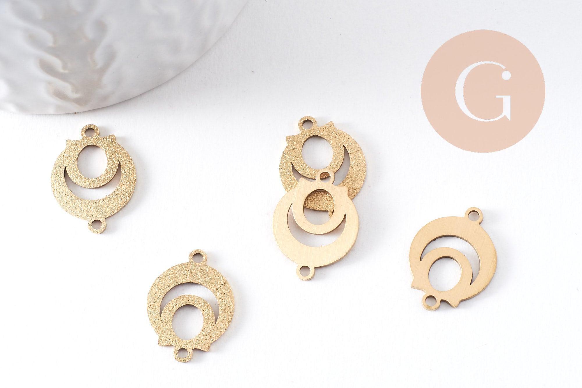 Pendentif connecteur rond en acier 201 inoxydable doré 19mm, x2 (G10380)