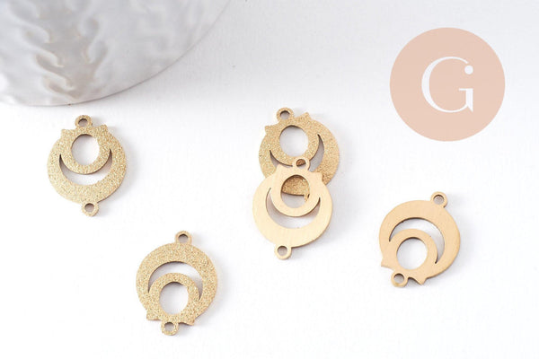 Pendentif connecteur rond en acier 201 inoxydable doré 19mm, x2 (G10380)
