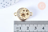 Pendentif connecteur rond étoiles laiton doré 18K zircon 24.5mm,pendentif doré avec cristaux pour création bijoux, x1 (G6646)