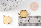 Pendentif connecteur rond support cabochon 14mm acier 304 inoxydable IP, x1 (G10805)