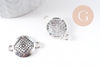 Pendentif connecteur rond zamac platine motif amérindien 26mm, x2 (G10417)