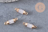 Pendentif connecteur tube cristal de roche naturel fer doré 20mm, pierr naturel, x1 (G0595)