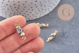 Pendentif connecteur tube jaspe dalmatien doré,tube jaspe,jaspe naturel,20mm, x1 (G1211)