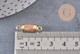 Pendentif connecteur tube jaspe paysage fer doré 20mm, x1 (G5237)