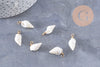 Pendentif coquillage blanc zamac doré 25mm, x2 (G10079)