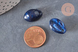 Pendentif coquillage cauri acrylique bleu marbré 19mm, x10 (G1280)