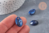 Pendentif coquillage cauri acrylique bleu marbré 19mm, x10 (G1280)