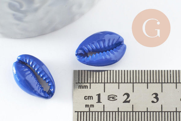 Pendentif coquillage cauri bleu,coquillage naturel,cauri bleu,15mm, x5 (G0366)