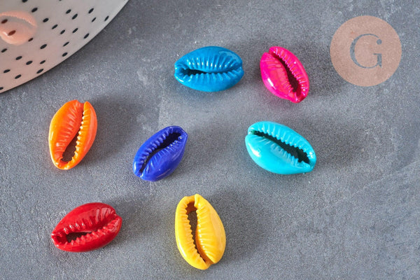 Pendentif coquillage cauri colore, coquillage naturel,cauri,coquillage bijou,15mm, x5 (G1531)