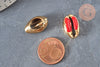 Pendentif coquillage cauri doré resine rouge 19mm,coquillage nature pour création bijoux, x5 (G1303)