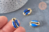 Pendentif coquillage cauri doré resine,coquillage naturel,cauri bleu,coquillage bijou,19mm, x5 (G1301)