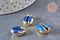 Pendentif coquillage cauri doré resine,coquillage naturel,cauri bleu,coquillage bijou,19mm, x5 (G1301)