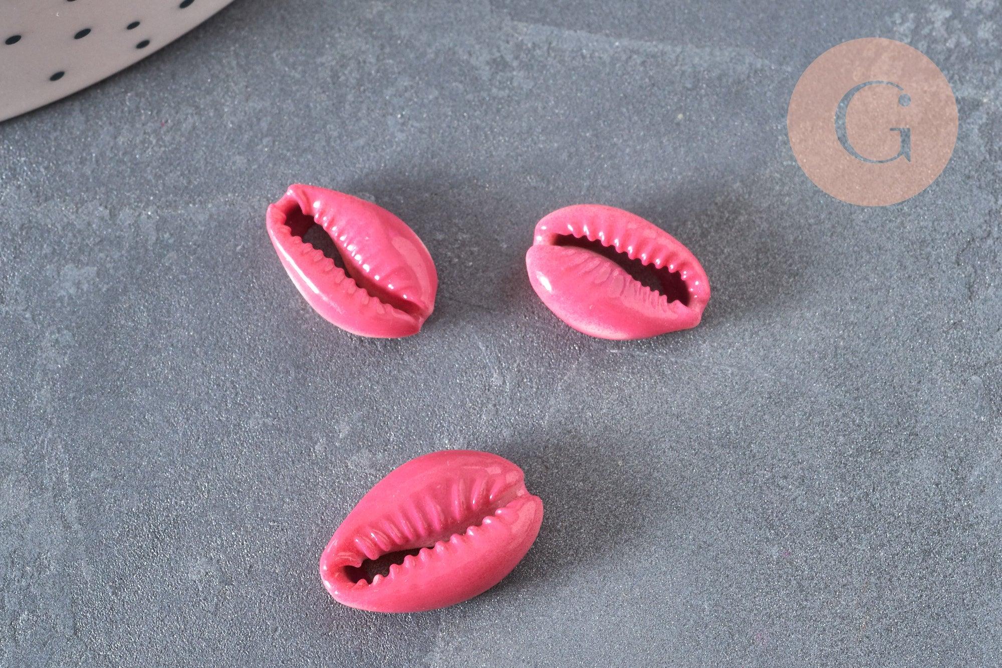 Pendentif coquillage cauri naturel rose 15mm, x5 (G1530)
