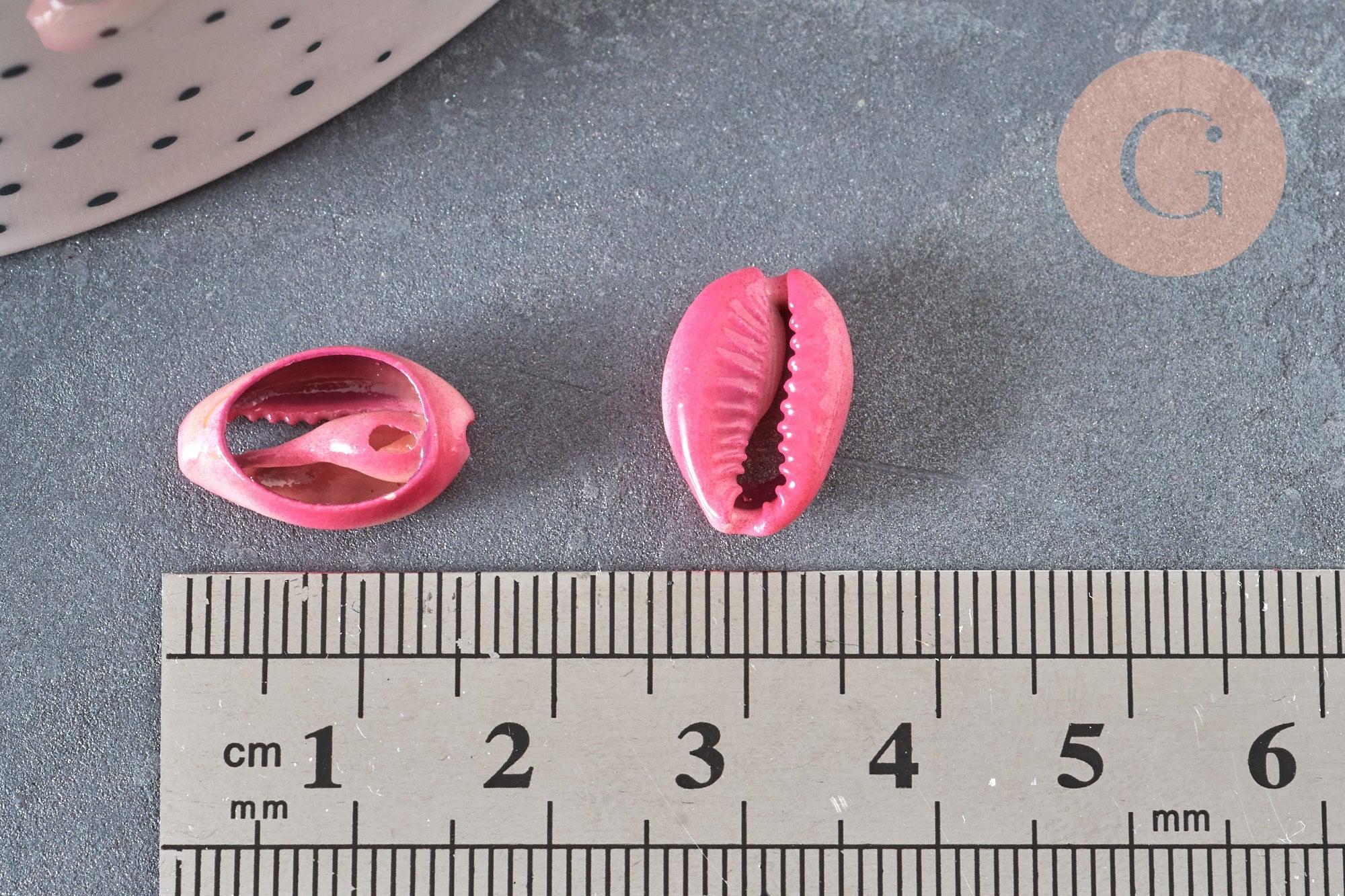 Pendentif coquillage cauri naturel rose 15mm, x5 (G1530)