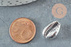 Pendentif coquillage cauris argent, coquillage naturel,cauri argent,coquillage bijou,20mm, x5 (G1676)