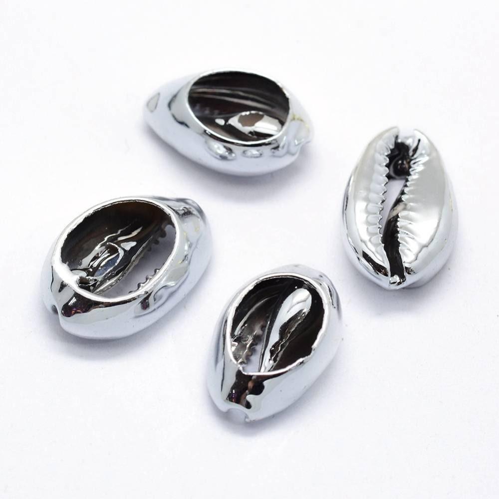 Pendentif coquillage cauris naturel argent 20mm, x5 (G1676)