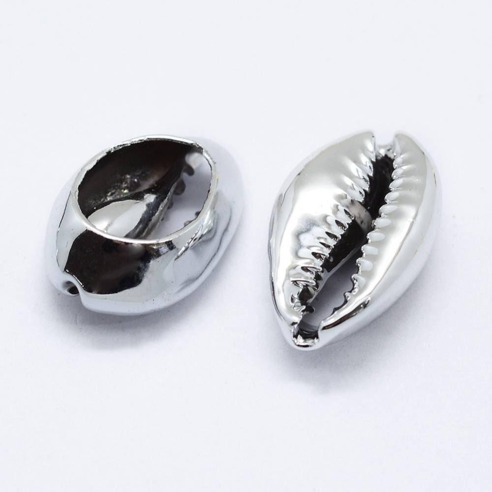 Pendentif coquillage cauris naturel argent 20mm, x5 (G1676)